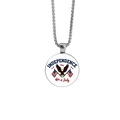 Close-up of Independence Day silver necklace with American flag eagle glass pendant - Independence Day Eagle Flag (JY008855-8)