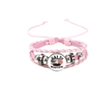Détail du bracelet en cuir tressé rose avec pendentif aigle drapeau et billes métal - Style Bali is Beautiful Rose (HS12056-7)