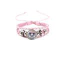 Détail du bracelet multicouche en cuir tressé rose avec breloque aigle drapeau USA - Style Aigle Lunettes Drapeau Rose (HS12056-17)