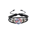 Patriotic USA flag eagle braided leather multi-layer bracelet with adjustable strap - Black Eagle Flag Style (HS12056-2)
