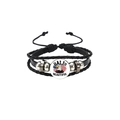 Détail du bracelet en cuir tressé avec pendentif aigle drapeau américain et cordon - Style Bali is Beautiful Noir (HS12056-10)