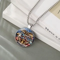Macro detail of 250th anniversary pendant featuring US flag and eagle with silver chain - Historical Symbols Mix Style (YOO8-5)