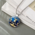 Macro detail of USA 250th anniversary pendant with eagle and Liberty Bell on silver chain - Liberty Bell & Eagle Style (YOO8-8)