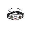 Détail du bracelet en cuir tressé multicouche avec pendentif drapeau aigle du 4 juillet - Style Independence Day 4 Juillet Noir (HS12056-16)