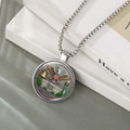 Detail showing America 250th anniversary silver pendant with eagle and flag enamel colors - White House & Eagle Anniversary Style (YOO8-9)