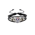 Détail du bracelet en cuir tressé avec motif de tête d'aigle et lunettes drapeau USA - Style Aigle Lunettes Drapeau Noir (HS12056-20)