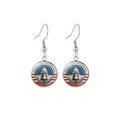 Amerikaanse 250e verjaardag Liberty Bell oorbellen met vlag en Capitol-gebouw - Capitool & Liberty Bell Stijl (SJB112-4)