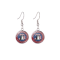USA 250th Anniversary earrings featuring the Liberty Bell and American flag design - Liberty Bell & Stars Style (SJB112-5)