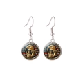 Detail of USA 250th anniversary earrings with Liberty Bell and eagle on silver hooks - Eagle & Liberty Statue Style (SJB112-6)