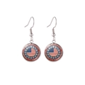 Detailed silver drop earrings featuring US 250th anniversary logo and Liberty Bell design - 250th Anniversary Text Style (SJB112-7)