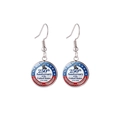 Detail of USA 250th Anniversary drop earrings with Liberty Bell and 1776-2026 text - Wheat & Stars Commemorative Style (SJB112-8)