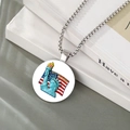 Silver necklace with United States 250th Anniversary eagle and flag pendant - Statue of Liberty USA Style (YOO8-7)