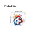 Waterproof PVC football wall sticker with vibrant watercolor splashes in 40cm square size - Watercolor Football (SZ-S270402) / 40x40cm