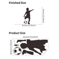 Sticker mural silhouette footballeur imperméable avec dimensions et guide de taille - Silhouette de Garçon de Football (SZ-S270378) / 28x60cm