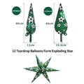 Green soccer pattern foil balloon size comparison before and after inflation - Football Pattern Waterdrop