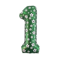 Green number 1 soccer foil balloon with football prints for sports party decorations - Green Soccer Theme / Number 1