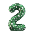 Dark green number 2 foil balloon with football pattern for World Cup soccer party decor - Green Soccer Theme / Number 2