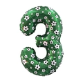 Green 40-inch number 3 foil balloon with black and white football pattern for sports party - Green Soccer Theme / Number 3