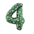 Green number 4 soccer foil balloon with football patterns for sports themed party decoration - Large-Green Soccer Number 4