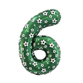 Green number 6 foil balloon with soccer ball pattern for sports themed party decoration - Large-Green Soccer Number 6