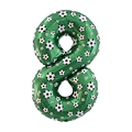 Green foil balloon in number 8 shape with soccer ball pattern for sports party decor - Large-Green Soccer Number 8