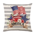 Independence Day pillow cover with American flag, floral wreath and America banner - AMERICA Flag Floral Style (JYM752-2)