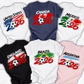 Détail de t-shirts de football 2026 avec drapeaux nationaux sur tissu en coton doux - S / Style Mixte Multi-Pays
