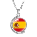 Rotatable moon pendant necklace with glass cabochon featuring the Spain national flag - Spain Style (Rotatable)