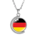 Rotating crescent necklace featuring a glass dome pendant with Germany flag motif - Germany Style (Rotatable)