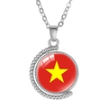 Silver alloy rotating moon necklace featuring the Vietnam flag time gem pendant - Vietnam Style (Rotatable)