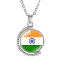 Rotating moon pendant necklace featuring India flag design with silver beaded alloy frame - India Style (Rotatable)