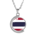 Rotating moon pendant necklace featuring Thailand flag pattern under glass gemstone - Thailand Style (Rotatable)