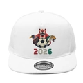 White snapback cap with 2026 football design featuring eagle, bear, and leopard motifs - White