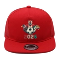 Red 2026 World Cup theme baseball cap with animal graphics and breathable mesh back - Red