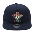 Dunkelblaue 2026 World Cup Snapback Cap mit bestickten Adler- und Bären-Grafiken - Marineblau