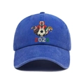 Detail of 2026 World Cup themed embroidery on blue washed cotton vintage baseball cap - Adjustable / Blue