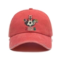 Vintage washed brick red baseball cap featuring 2026 World Cup soccer print for men - Adjustable / Orange Red