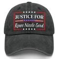 Vintage washed black cotton baseball cap with Justice For Renee Nicole print - 56-60cm / Black