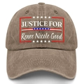 Gorra vintage marrón de algodón lavado con el impreso Justice For Renee Nicole Good - 56-60cm / Caqui