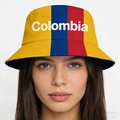Colombia flag bucket hat with yellow blue and red stripes for men and women - M (56-58cm) / Vertical Stripe Print (1)