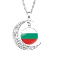 Bulgaria flag crescent moon pendant necklace with silver hollow pattern design - Bulgaria