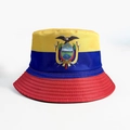 Ecuadorian flag reversible bucket hat with yellow blue red stripes and national emblem - M (56-58cm) / Ecuador