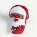 Detail of 3D Canada embroidery and Regina script on a red and white baseball cap - 54-59cm (Adjustable) / Red White (Regina Style)