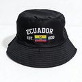 Schwarzer Ecuador Flagge Fischerhut für die Weltmeisterschaft 2026 Outdoor-Sonnenschutz - M (56-58cm) / Ecuador