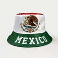 Reversible Mexico flag bucket hat with coat of arms and MEXICO text for soccer fans - M (56-58cm) / Mexico Flag Tri-color with Green Brim