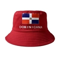 Detail van een rode vissershoed met vlag van de Dominicaanse Republiek en tekst - 56-58cm / Rood