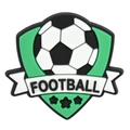PVC soccer shield charm with football text and green background for shoe decoration - Soccer Shield Pattern (01)