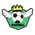 Decorative football PVC charm featuring white wings and a golden crown for DIY crafts - Winged Crown Soccer (02)