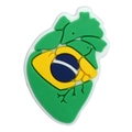 3D Herzförmiger Schuhclip-Anhänger in den Brasilien-Flaggenfarben aus weichem PVC-Material - Brasilien Flagge Herz