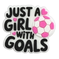 Charme PVC 'Just a Girl with Goals' football rose pour sabots et accessoires DIY - Style Slogan Inspirant (02)